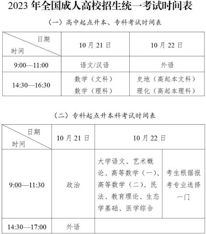 全国成人高考考试时间? 全国成人高考考试时间?