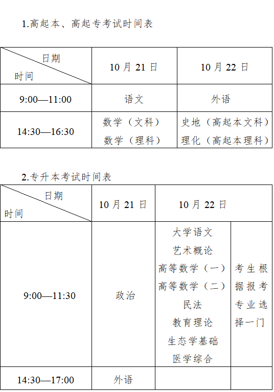 2023年全国成人高考统一考试时间安排表 2023年全国成人高考统一考试时间安排表