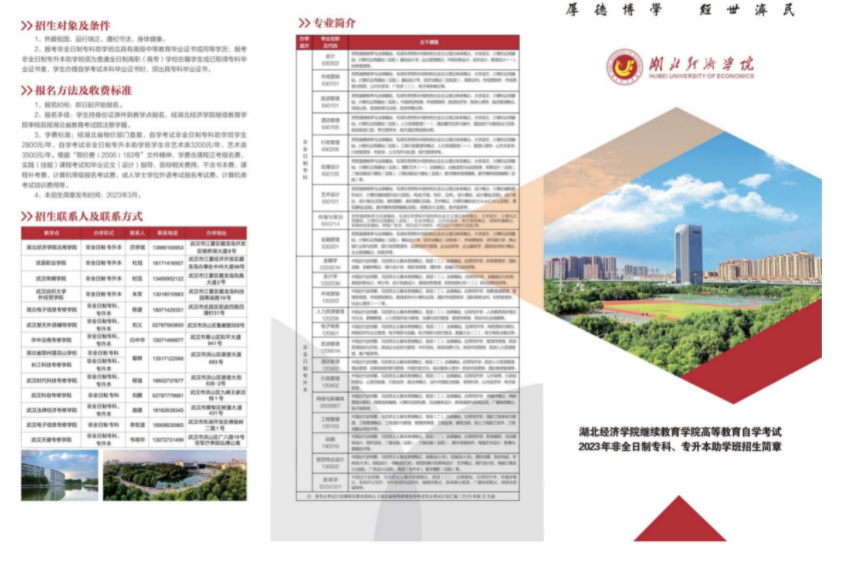 2023年高等教育自学考试非全日制专科、专升本助学班招生简章