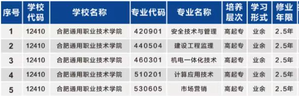 合肥通用职业技术学院成人高考招生专业? 合肥通用职业技术学院成人高考招生专业?