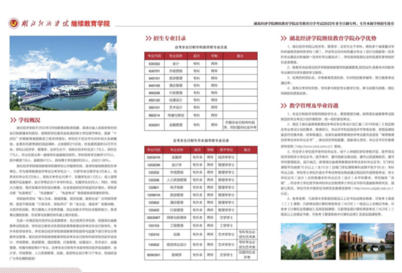 2023年高等教育自学考试非全日制专科、专升本助学班招生简章