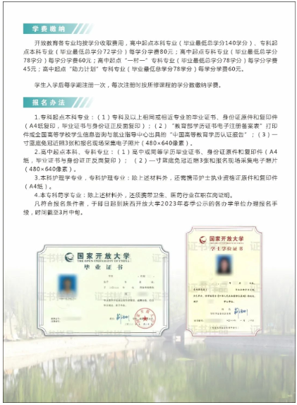 陕西开放大学2023春季开放教育招生简章