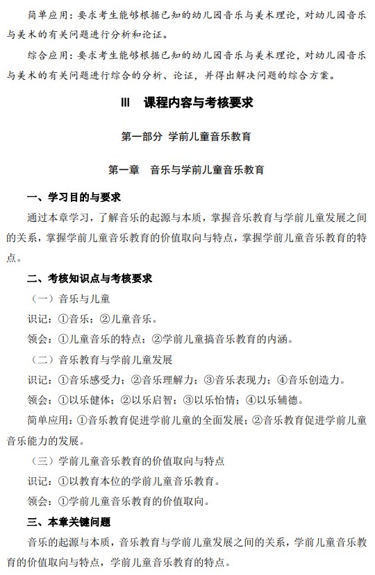 2024年江苏自学考试大纲11191学前音乐与美术教育(高纲4304) 2024年江苏自学考试大纲11191学前音乐与美术教育(高纲4304)