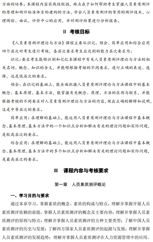 2024年江苏自学考试大纲14112人员素质测评理论与方法(高纲4024) 2024年江苏自学考试大纲14112人员素质测评理论与方法(高纲4024)