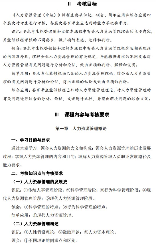 2024年江苏自学考试大纲14104人力资源管理(中级)(高纲4274) 2024年江苏自学考试大纲14104人力资源管理(中级)(高纲4274)