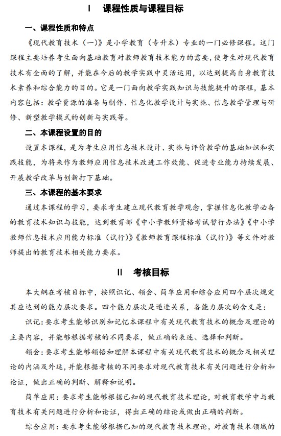 2024年10月江苏自学考试大纲08328现代教育技术(一)(高纲4305) 2024年10月江苏自学考试大纲08328现代教育技术(一)(高纲4305)