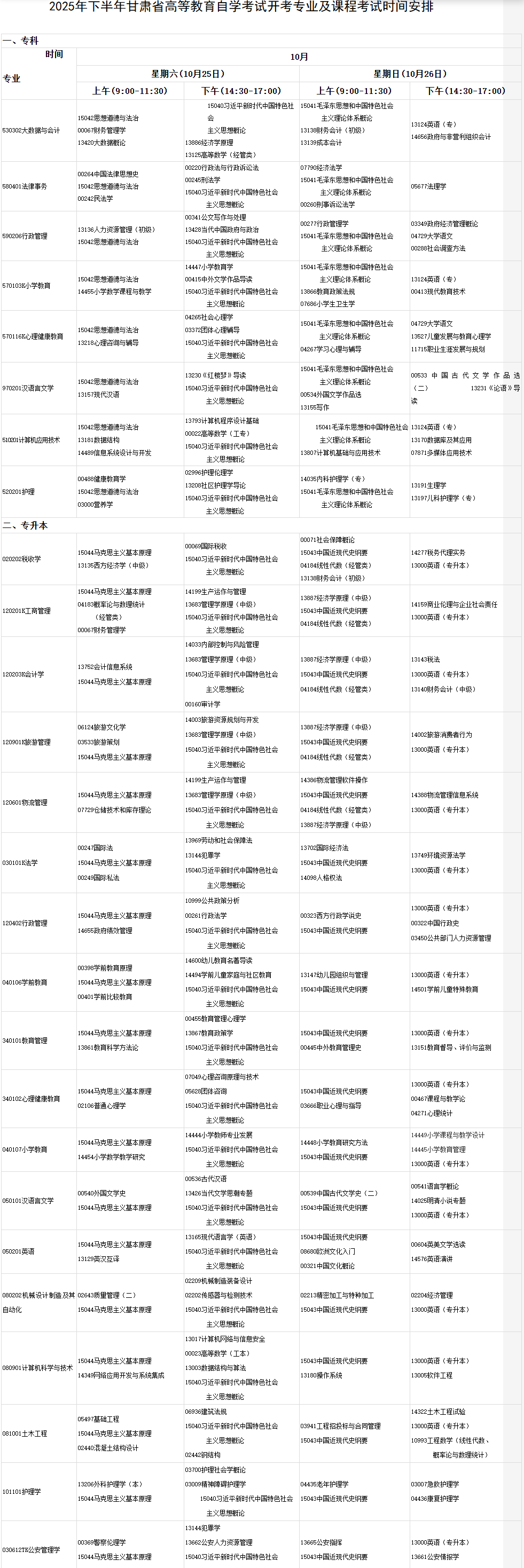 2025年10月甘肃省定西市自考考试安排 2025年10月甘肃省定西市自考考试安排