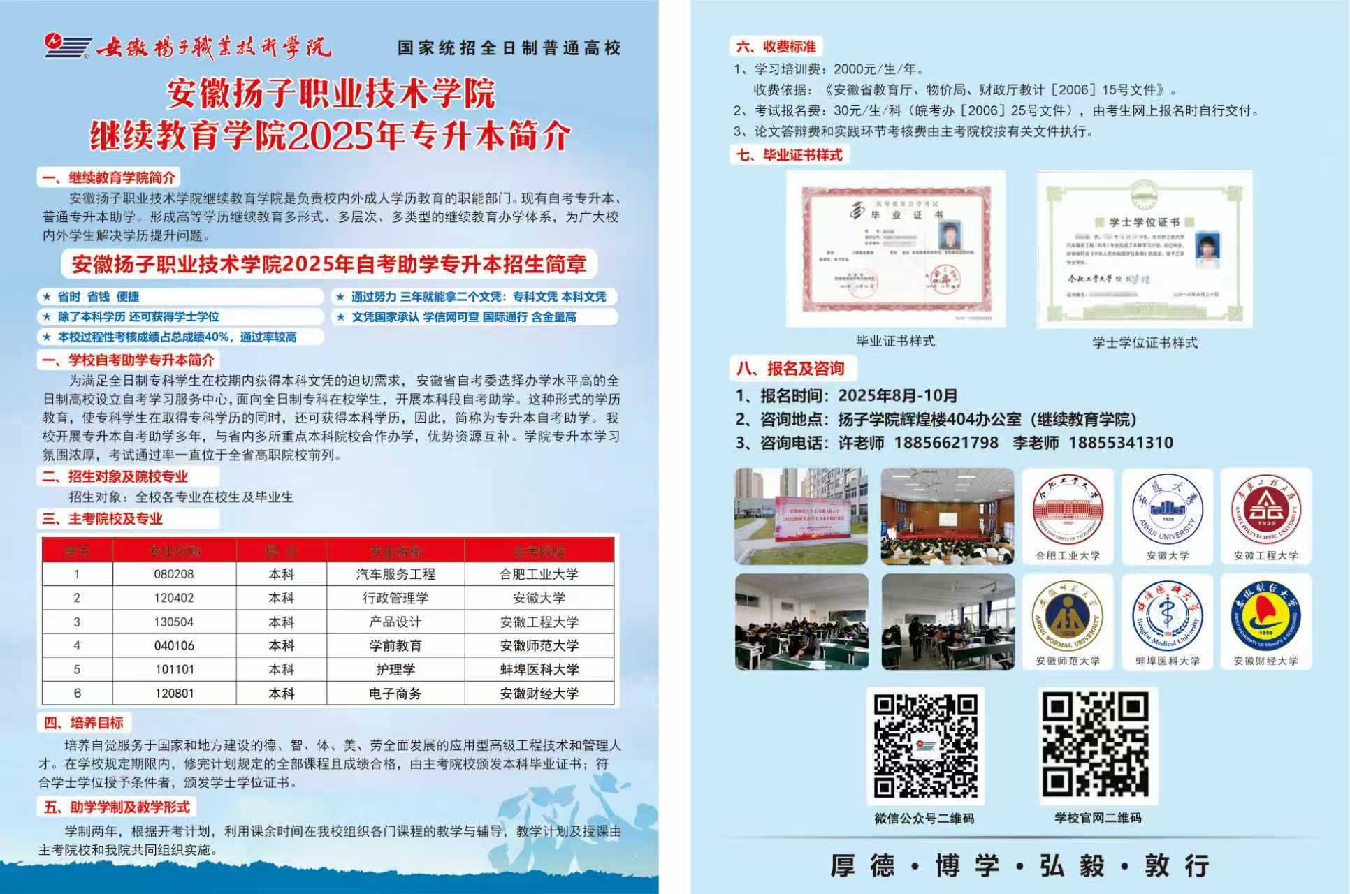 安徽扬子职业技术学院继续教育学院2025年专升本简介