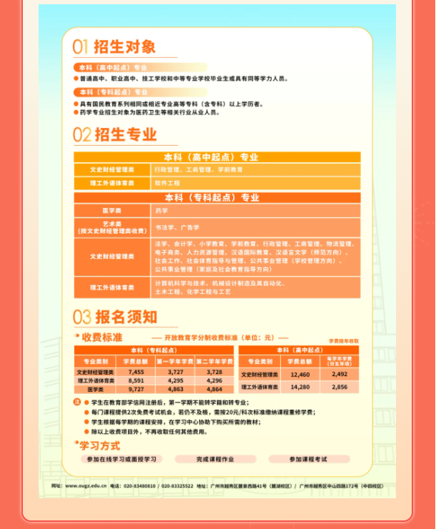 广州开放大学2025年春季开放教育招生简章