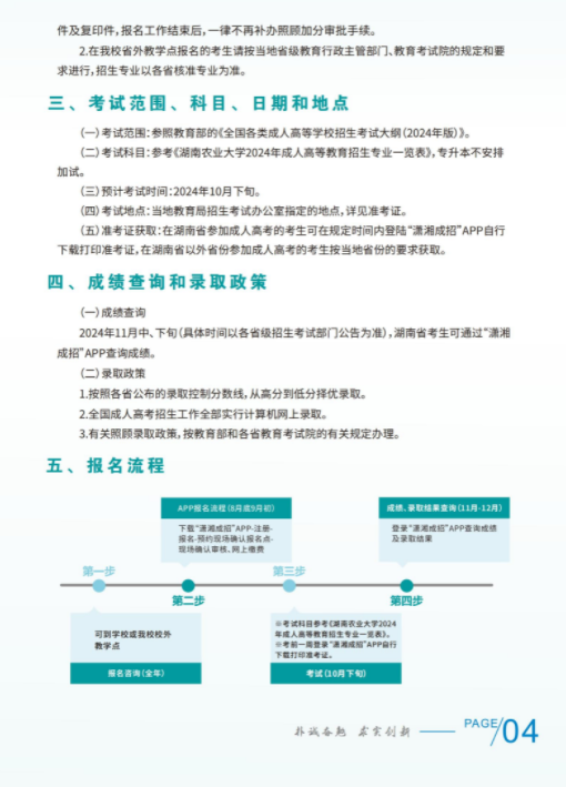 湖南农业大学2024年成人高等教育招生简章