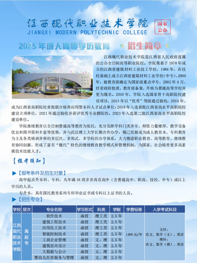 2025年成人高等学历教育招生简章