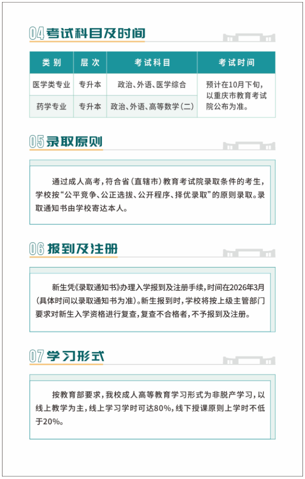 重庆医科大学2025年成人高等教育招生简章