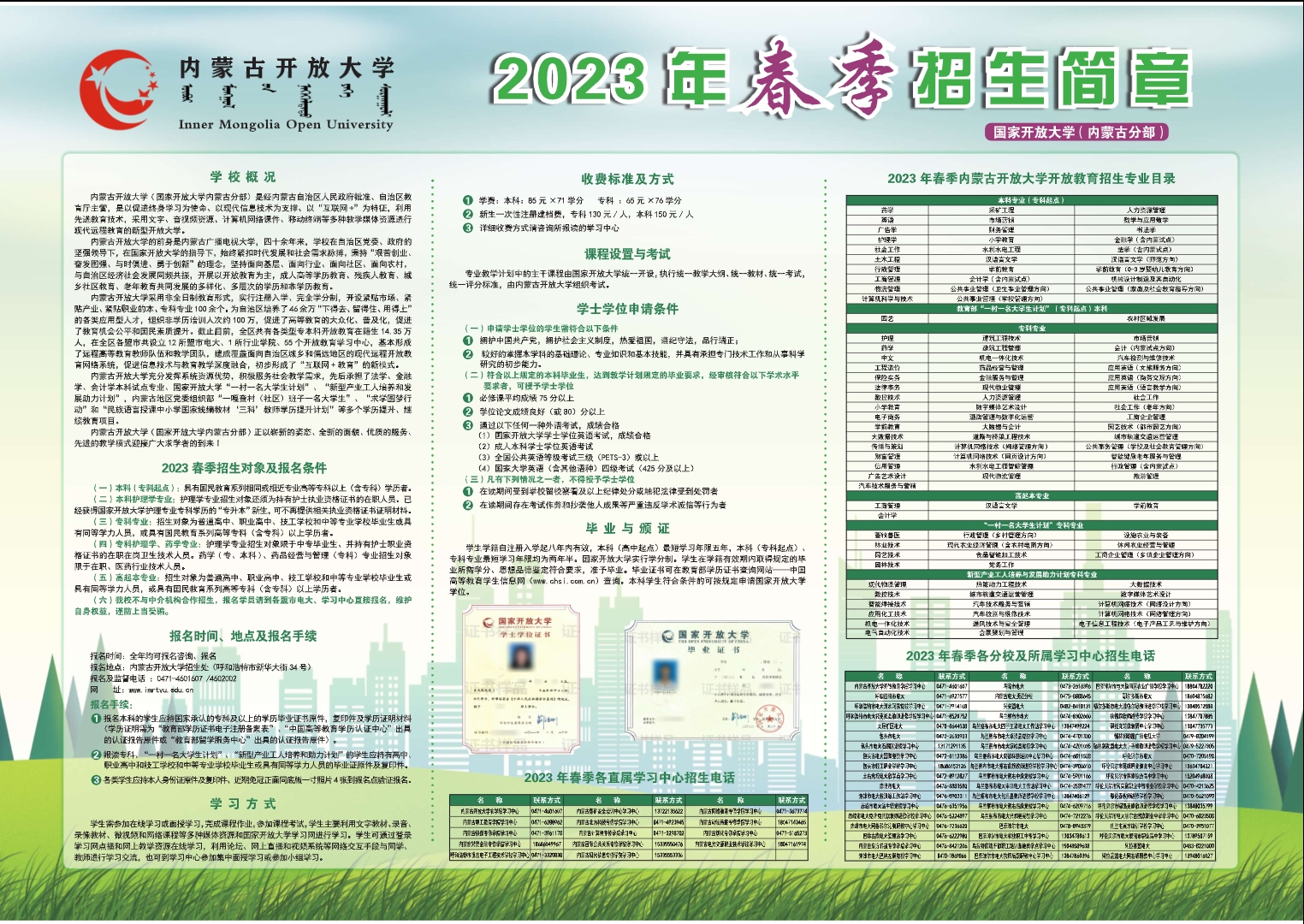 内蒙古太仆寺旗开放大学2023年春季招生简章