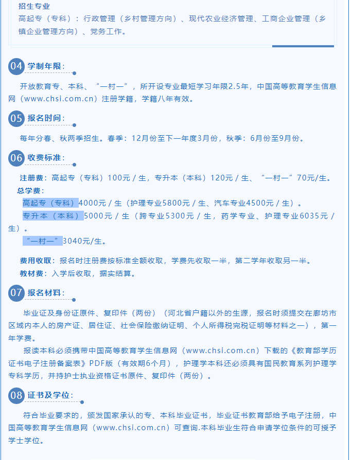 廊坊开放大学（广阳分校）2023年招生简章