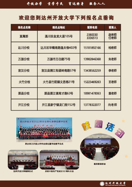 达州开放大学（渠县分校）2023春季招生简章