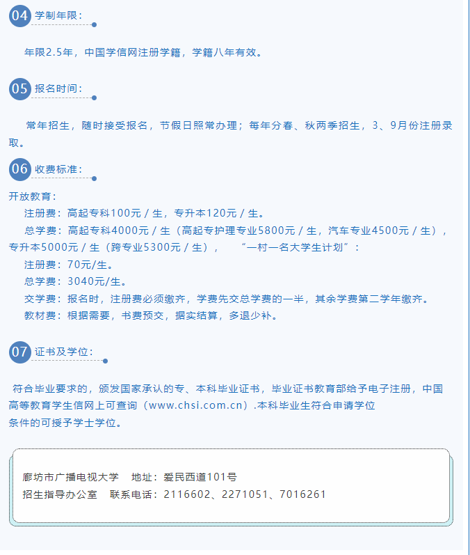 廊坊开放大学2022年春季招生简章
