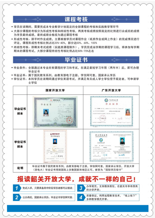 韶关开放大学（曲江分校）2023年春季招生简章