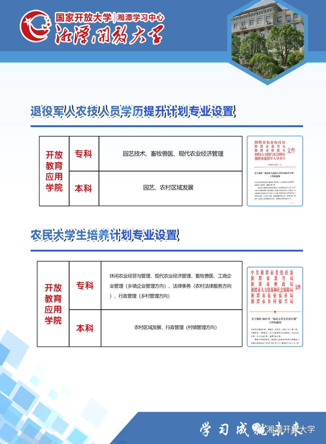 湘潭岳塘开放大学2023年招生简章