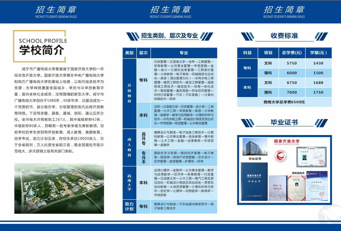咸宁咸安开放大学招生简章