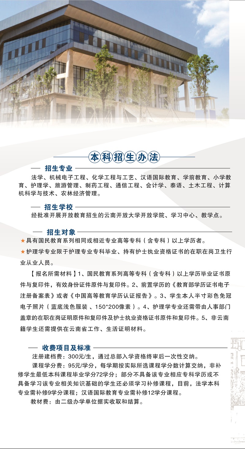 2023年春季云南泸水开放大学招生简章
