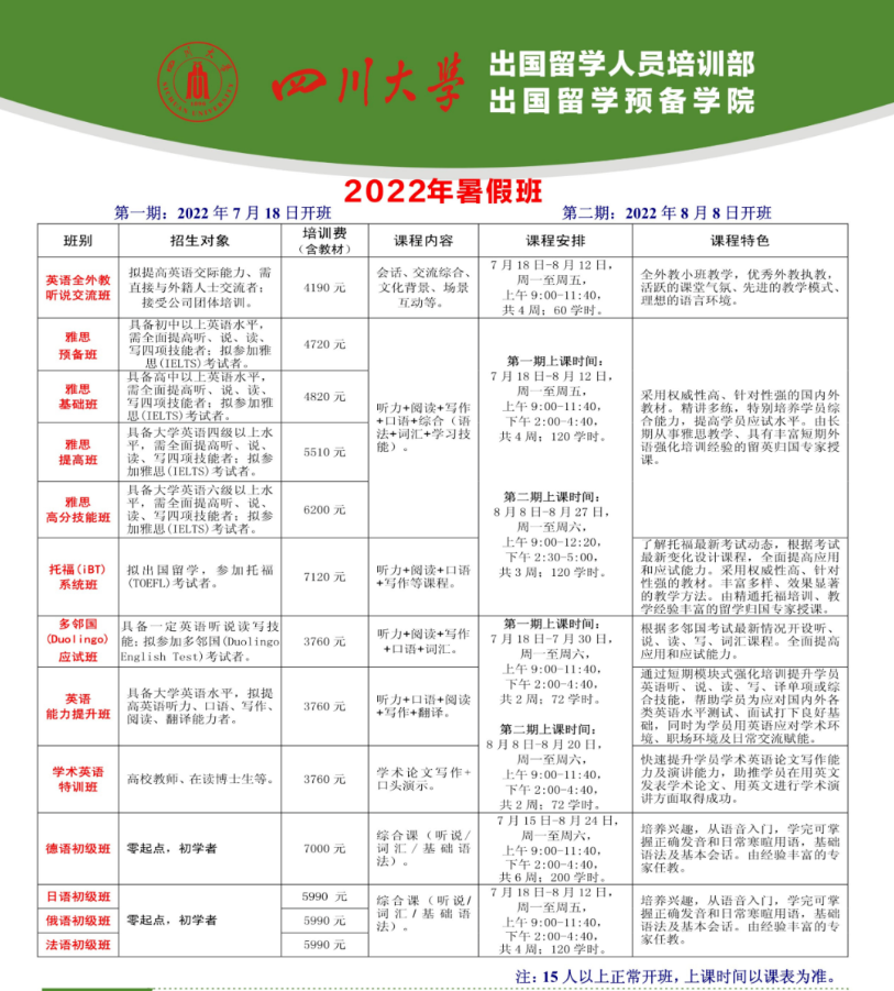 四川大学雅思培训联系电话是多少 四川大学雅思培训联系电话是多少