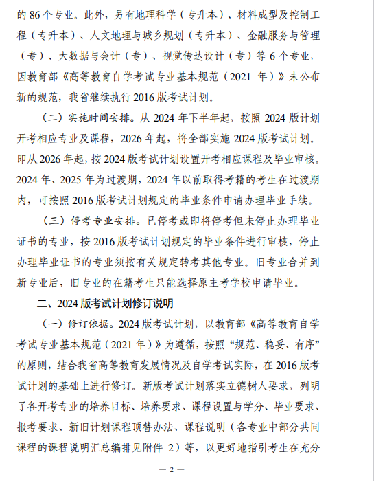 关于印发湖南省高等教育自学考试专业考试计划(2024年版)的通知 关于印发湖南省高等教育自学考试专业考试计划(2024年版)的通知