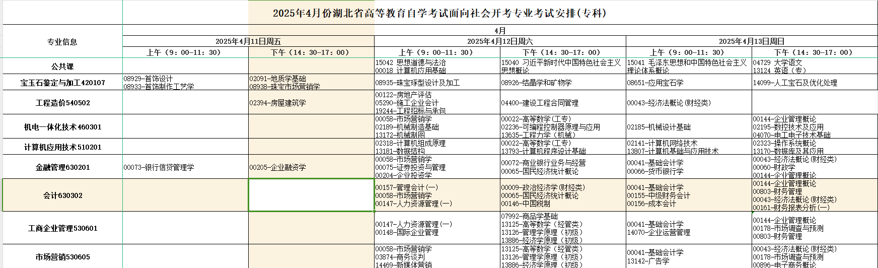 2025年4月湖北省自考考试安排 2025年4月湖北省自考考试安排