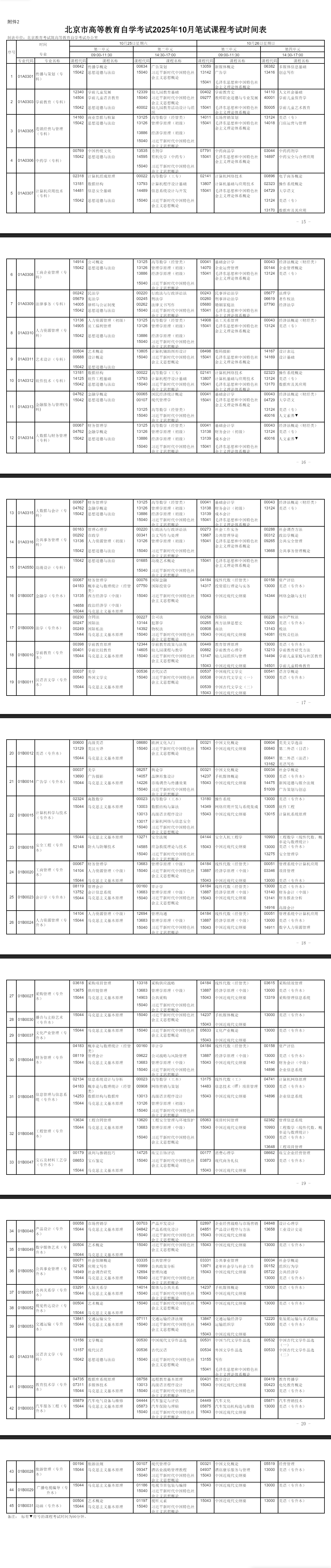 2025年10月北京市延庆区自考考试安排 2025年10月北京市延庆区自考考试安排