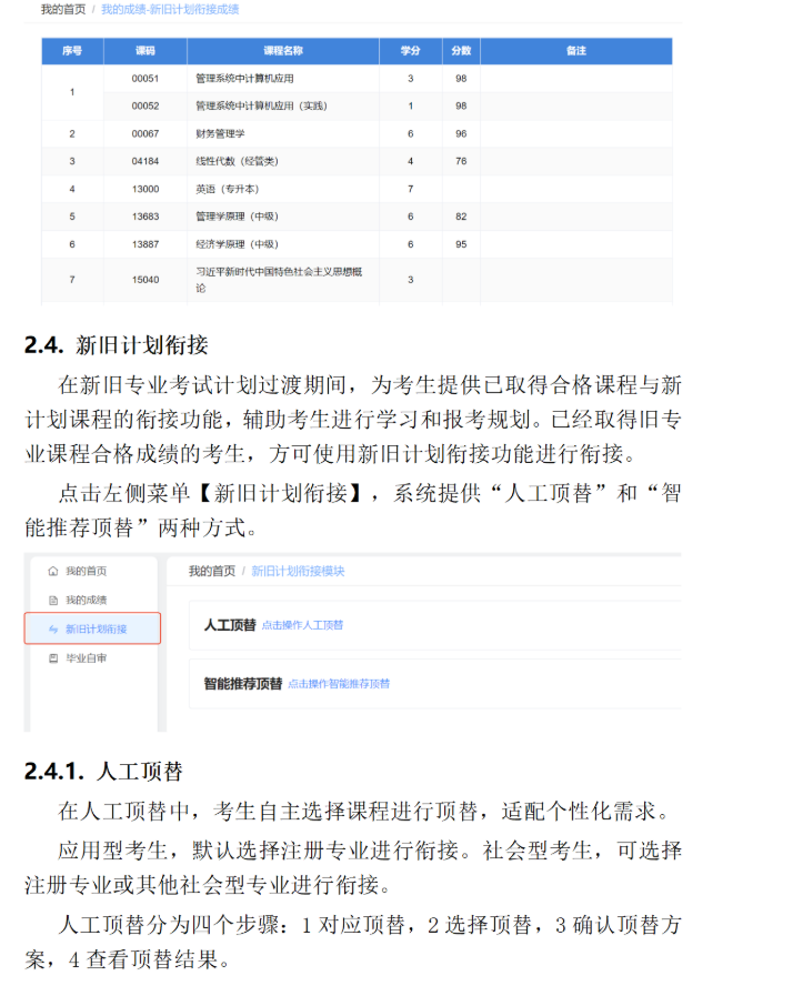 四川省高等教育自学考试新旧计划衔接 考生操作说明 四川省高等教育自学考试新旧计划衔接 考生操作说明