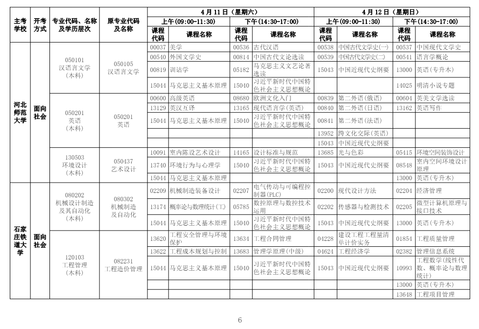 2026年4月河北省石家庄市自考考试安排 2026年4月河北省石家庄市自考考试安排